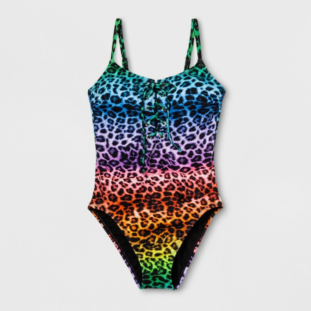 Sirena Pride Multicolor Leopard Lace Up One Piece